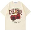 imageAelfric Eden Oversized Graphic Tees Unisex Cherries Print T Shirts Casual Summer Short Sleeve Top Cotton Cute Tee ShirtBeige
