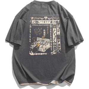 imageAelfric Eden Mens 90s Vintage Oversized Shirts Unisex Harajuku T Shirt Print Graphic Tees Casual Summer Streetwear TopGrey