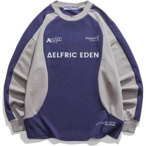 imageAelfric Eden Mens Fashion Graphic Sweatshirt Patchwork Crew Neck Sweatshirts Oversized Streetwear Casual Top1750blue