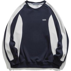 imageAelfric Eden Mens Fashion Graphic Sweatshirt Patchwork Crew Neck Sweatshirts Oversized Streetwear Casual Top1760navy