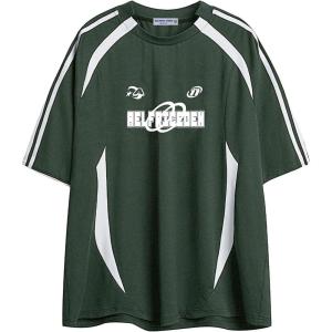 imageAelfric Eden Oversized T Shirt Men 90s Shirt Unisex Streetwear Contrast Color Graphic Tees Casual Vintage Summer TopsA01green