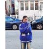 imageAelfric Eden Cardigan Sweaters for Women Zip Up Oversized Knit Cardigans Long Sleeve Contrast Color Number Sweater CoatBlue