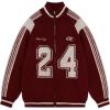 imageAelfric Eden Cardigan Sweaters for Women Zip Up Oversized Knit Cardigans Long Sleeve Contrast Color Number Sweater CoatRed