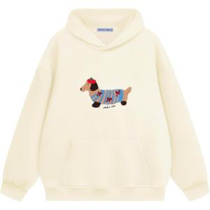 imageAelfric Eden Cartoon Dog Hoodie Couple Hooded Sweatshirt Long Sleeve Pullover Oversized Hoodies 2025 OutfitsApricot