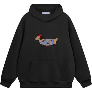 imageAelfric Eden Cartoon Dog Hoodie Couple Hooded Sweatshirt Long Sleeve Pullover Oversized Hoodies 2025 OutfitsBlack