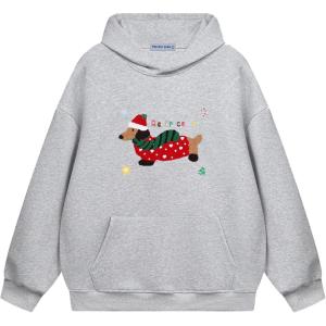 imageAelfric Eden Cartoon Dog Hoodie Couple Hooded Sweatshirt Long Sleeve Pullover Oversized Hoodies 2025 OutfitsChristmas Grey