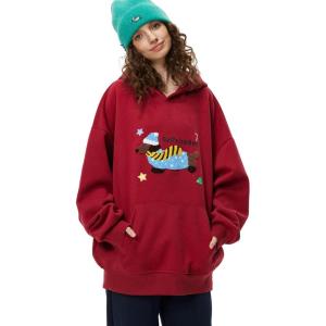 imageAelfric Eden Cartoon Dog Hoodie Couple Hooded Sweatshirt Long Sleeve Pullover Oversized Hoodies 2025 OutfitsChristmas Red