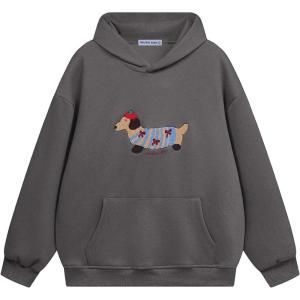 imageAelfric Eden Cartoon Dog Hoodie Couple Hooded Sweatshirt Long Sleeve Pullover Oversized Hoodies 2025 OutfitsDark Grey