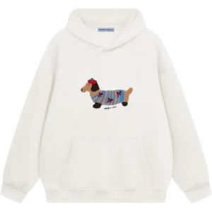 imageAelfric Eden Cartoon Dog Hoodie Couple Hooded Sweatshirt Long Sleeve Pullover Oversized Hoodies 2025 OutfitsWhite