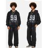 imageAelfric Eden Mens Hoodies Graffiti Number 99 Print Hoodie Unisex Y2k Streetwear Oversized Hooded Pullover Pocket SweatshirtBlack