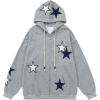 imageAelfric Eden Star Zip Up Hoodie Women Oversized Graphic Hoodies Y2K Hooded Sweatshirt Aesthetic JacketsGrey
