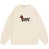 imageAelfric Eden Sweatshirts Cartoon Dachshund Sweatshirt Casual Baggy Soft Pullover Sweat Shirts Long Sleeve StreetwearApricot