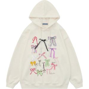 imageAelfric Eden Bow Hoodie for Womens Oversized Graphic Hoodies Fleece Pullover Sweatshirts Fall ClothesBeige