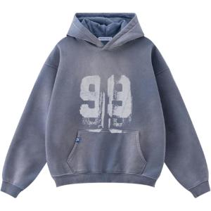 imageAelfric Eden Mens Hoodies Graffiti Number 99 Print Hoodie Unisex Y2k Streetwear Oversized Hooded Pullover Pocket SweatshirtBlue