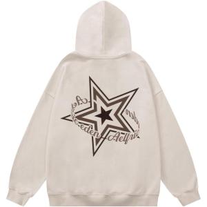imageAelfric Eden Star Graphic Hoodie Oversized Y2K Hoodies Unisex Casual Letter Print Hooded Sweatshirt with PocketKhaki