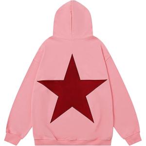 imageAelfric Eden Star Hoodies Y2k Oversized Graphic Hoodies Aesthetic 90s Crewneck Sweatshirt Long Sleeve Pullover TopsPink