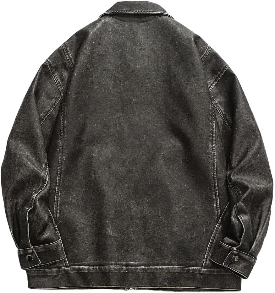 imageAelfric Eden Leather Jacket Faux Vintage Oversized Motorcycle Jackets Zip Up Moto Jacket Fashion Trendy Outfits UnisexBlack