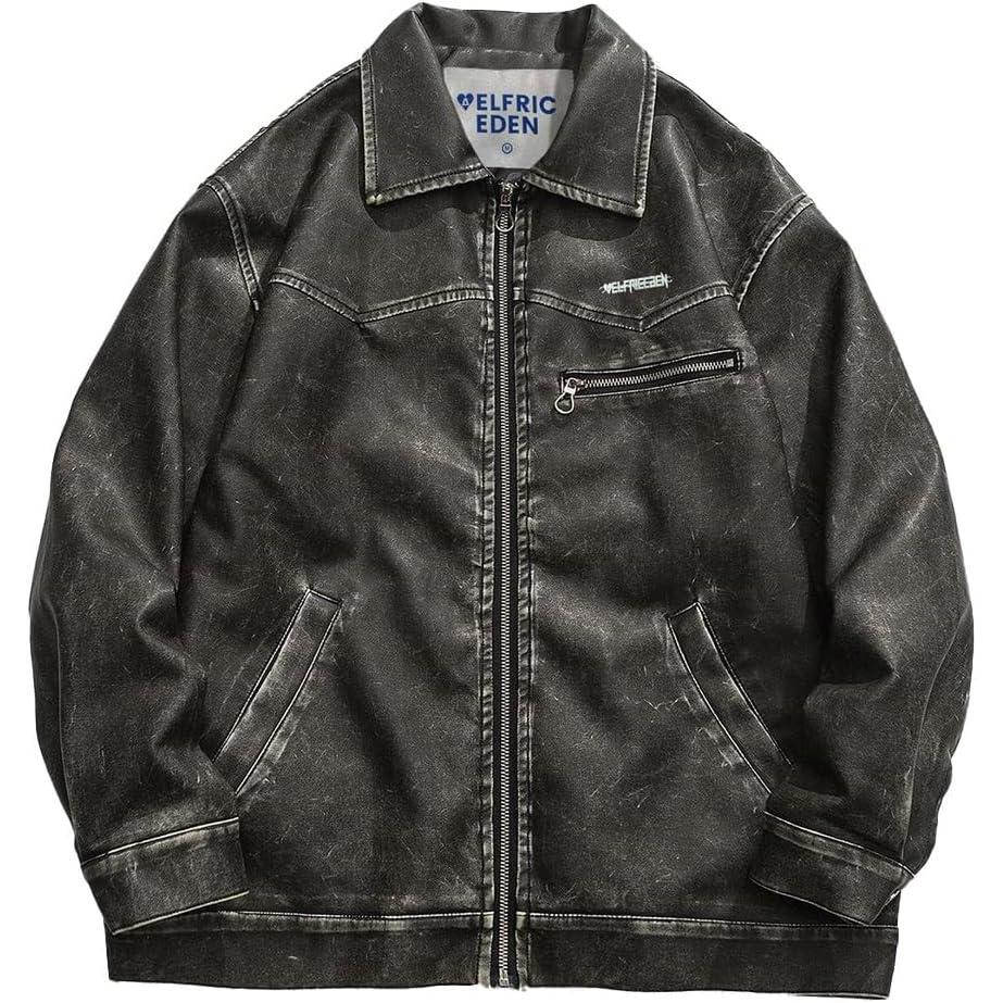 imageAelfric Eden Leather Jacket Faux Vintage Oversized Motorcycle Jackets Zip Up Moto Jacket Fashion Trendy Outfits UnisexBlack