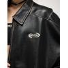 imageAelfric Eden Jackets Vintage Washed Faux Leather Jacket Oversized Classic Zipper Streetwear Casual Soft Warm CoatsBlack