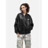 imageAelfric Eden Jackets Vintage Washed Faux Leather Jacket Oversized Classic Zipper Streetwear Casual Soft Warm CoatsBlack
