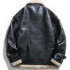 imageAelfric Eden Mens PU Jacket Oversized Varsity Jacket Zipper Closure Casual Patchwork Lamb Collar Winter Coats02black