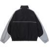 imageAelfric Eden Reflective Stripe Star Zipper Jacket Graphic Oversized Lightweight Jacket Casual Comfy Soft CoatsBlack