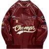 imageAelfric Eden Faux Leather Jacket Oversized Racing Motorcycle Jackets Moto Coats Unisex Trendy Streetwear JacketRed