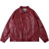 imageAelfric Eden Faux Leather Jacket Oversized Vintage Motorcycle Jackets Moto Coats Unisex Streetwear Jacket BurgundyBurgundy