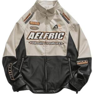 imageAelfric Eden Jackets Racer Racket Vintage Graphic Baseball Oversized Jacket Coats Streetwear Casual Comfy Soft Warm CoatsBlack