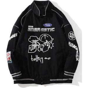 imageAelfric Eden Mens Baseball Jackets Varsity Retro Casual Coats Unisex Outwear Tops StreetwearBlack