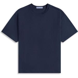 imageAelfric Eden Mens Shirts Basic Cotton Tee Plain T Shirt Crew Neck Short Sleeve Tops Casual MidweightNavy Blue Blue
