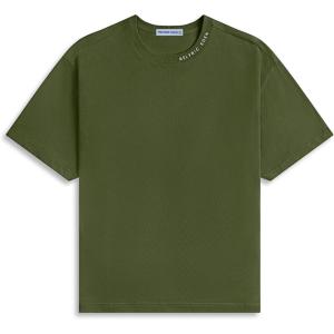 imageAelfric Eden Mens Shirts Basic Cotton Tee Plain T Shirt Crew Neck Short Sleeve Tops Casual MidweightOlive Green White