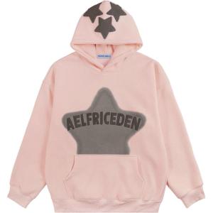 imageAelfric Eden Womens Graphic Hoodies Pink Star Print Hoodie Unisex Oversized Hoodies Long Sleeve Pocket PulloverLight Pink