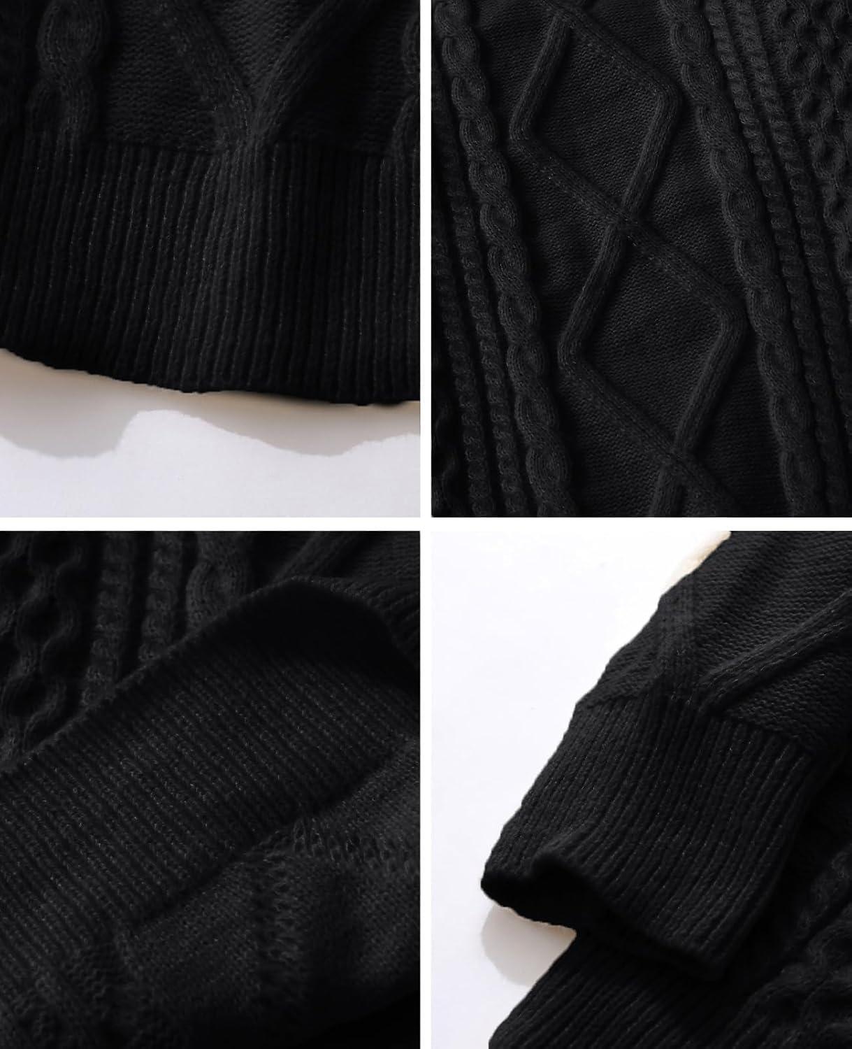 imageAelfric Eden Cable Knit Sweater Men Oversized Rory Gilmore Crewneck Knitted Sweater Pullover 2024 Vintage Fall Sweaters TopsBlack