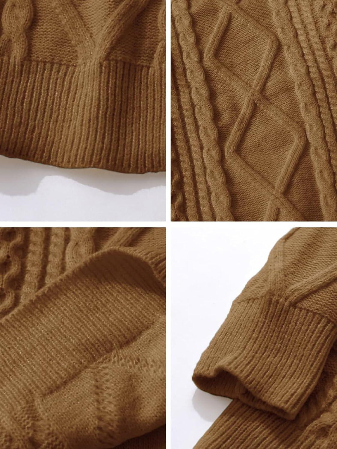 imageAelfric Eden Cable Knit Sweater Men Oversized Rory Gilmore Crewneck Knitted Sweater Pullover 2024 Vintage Fall Sweaters TopsBrown