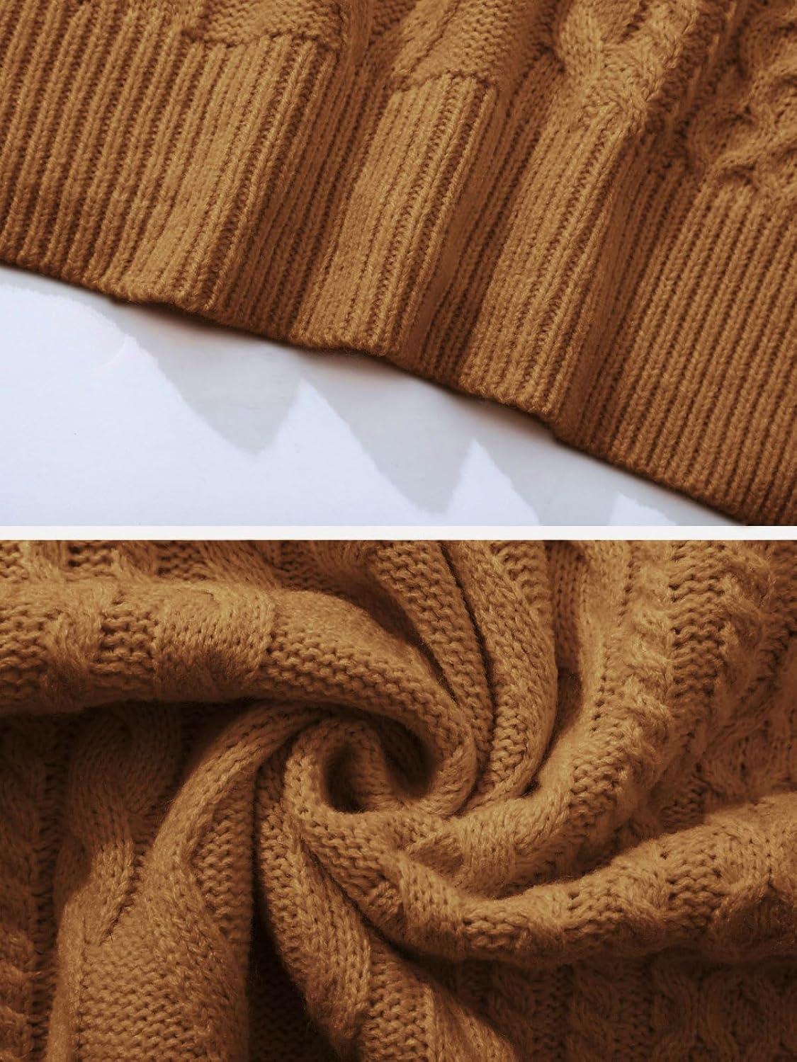 imageAelfric Eden Cable Knit Sweater Men Oversized Rory Gilmore Crewneck Knitted Sweater Pullover 2024 Vintage Fall Sweaters TopsBrown