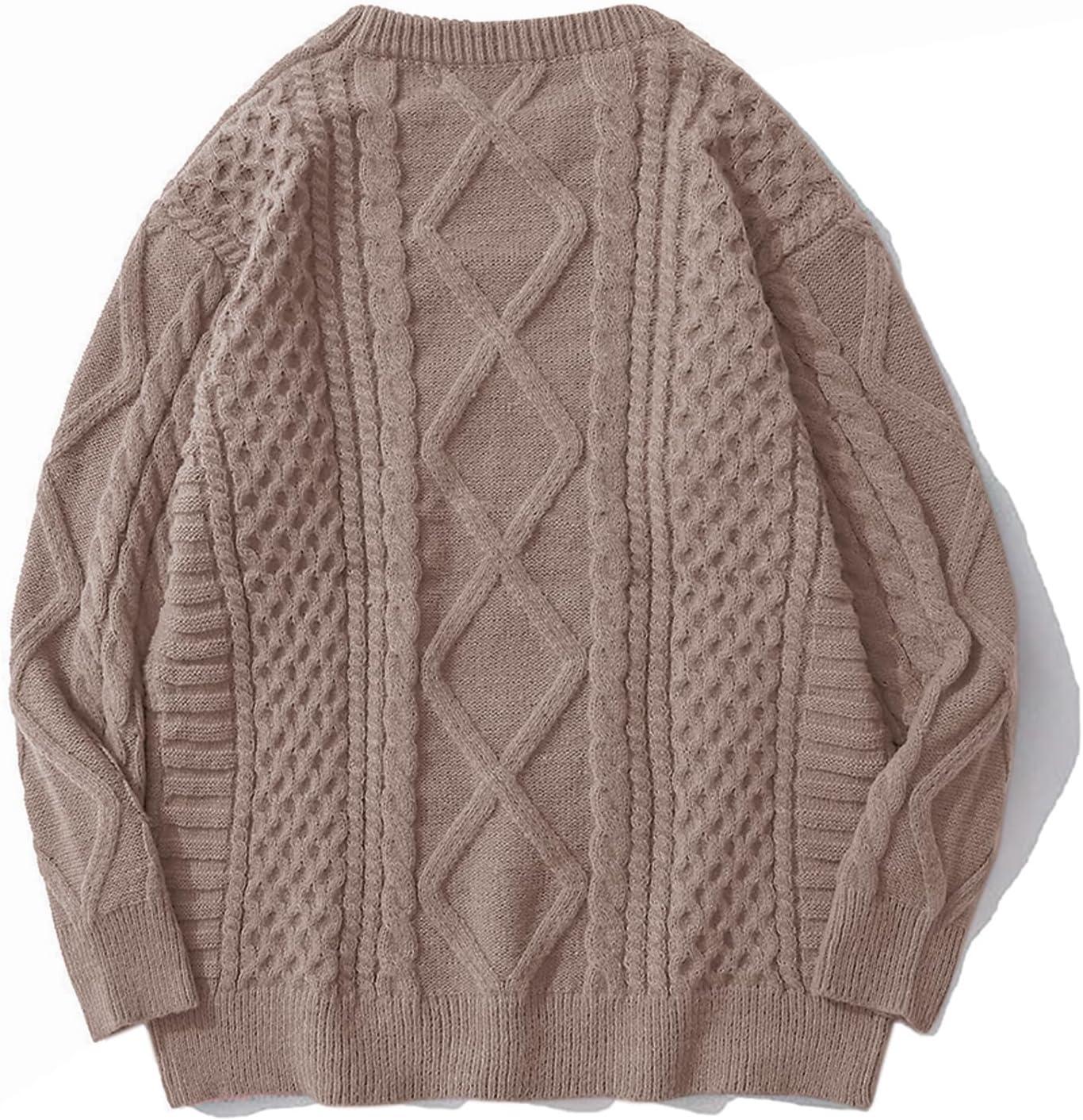 imageAelfric Eden Cable Knit Sweater Men Oversized Rory Gilmore Crewneck Knitted Sweater Pullover 2024 Vintage Fall Sweaters TopsDeep Apricot