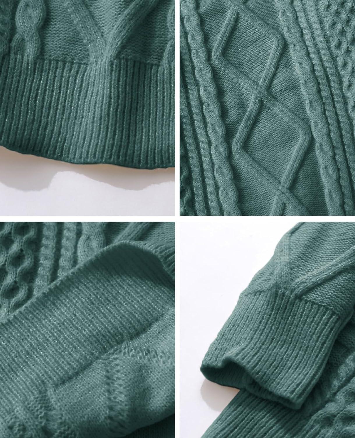 imageAelfric Eden Cable Knit Sweater Men Oversized Rory Gilmore Crewneck Knitted Sweater Pullover 2024 Vintage Fall Sweaters TopsGreen