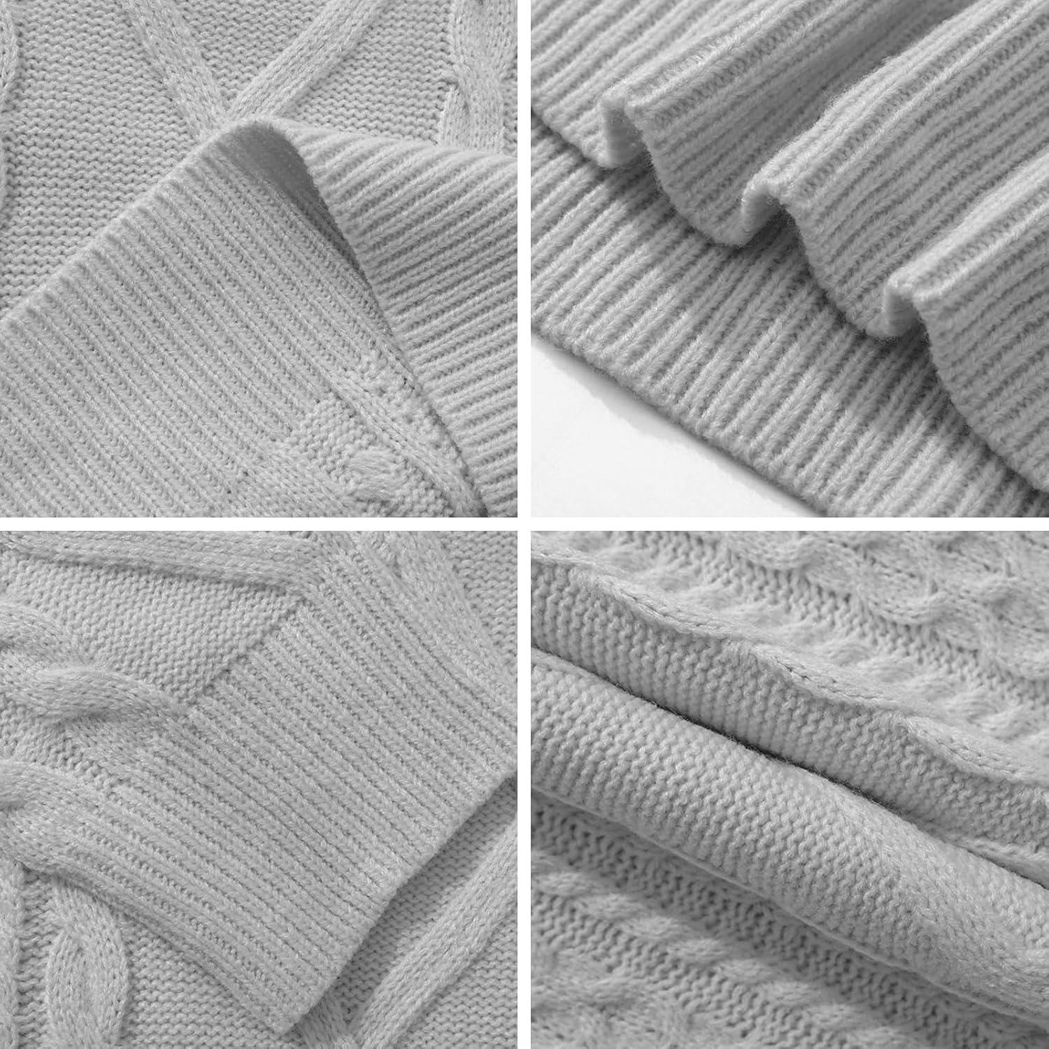 imageAelfric Eden Cable Knit Sweater Men Oversized Rory Gilmore Crewneck Knitted Sweater Pullover 2024 Vintage Fall Sweaters TopsGrey