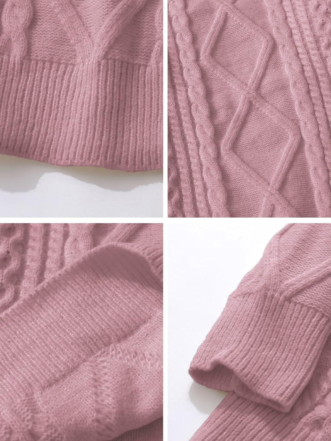 imageAelfric Eden Cable Knit Sweater Men Oversized Rory Gilmore Crewneck Knitted Sweater Pullover 2024 Vintage Fall Sweaters TopsPink