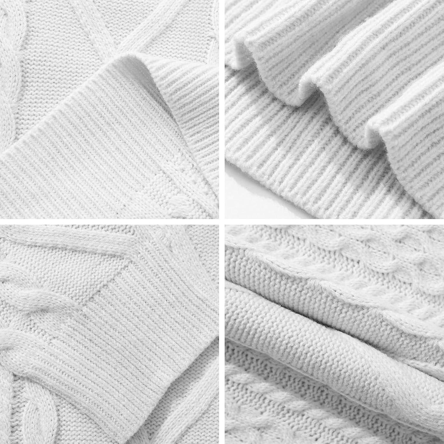 imageAelfric Eden Cable Knit Sweater Men Oversized Rory Gilmore Crewneck Knitted Sweater Pullover 2024 Vintage Fall Sweaters TopsWhite