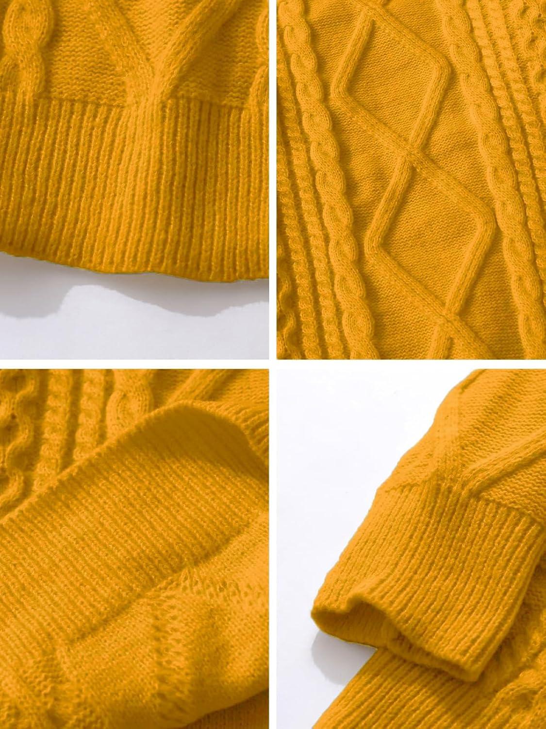 imageAelfric Eden Cable Knit Sweater Men Oversized Rory Gilmore Crewneck Knitted Sweater Pullover 2024 Vintage Fall Sweaters TopsYellow