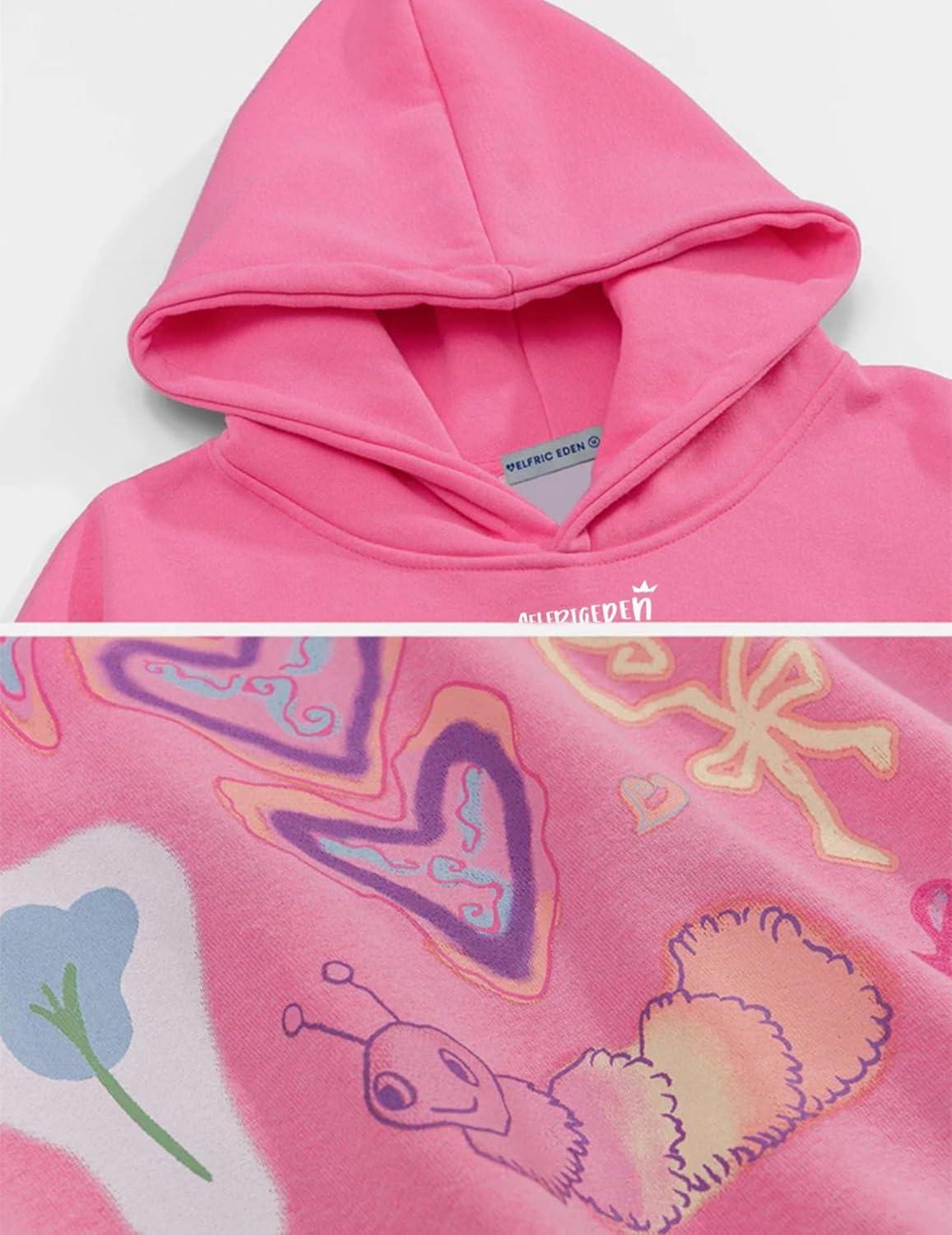 imageAelfric Eden Graphic Hoodies for Women Vintage Printed Sweatshirt Y2K Oversized hoodie PulloverPink
