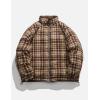 imageAelfric Eden Coats Plaid Reversible Coat Trendy Solid Casual Puffer Down Jacket Quilted Bubble Jackets Y2k OutfitsCoffee