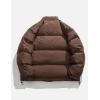 imageAelfric Eden Coats Plaid Reversible Coat Trendy Solid Casual Puffer Down Jacket Quilted Bubble Jackets Y2k OutfitsCoffee