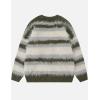 imageAelfric Eden Color Blocking Striped Fuzzy Cardigan Crewneck Vintage Oversized Button Down Knit Cardigans Sweater TopsGreen