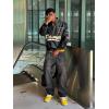 imageAelfric Eden Embroiderey Racing Leather Bomber Jackets Oversized Patchwork Vintage Racer Moto JacketsBlack
