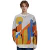 imageAelfric Eden Graphic Sweaters Color Blocking Cat Sweater Vintage Oversized Crewneck Knit Pullover Christmas TopsApricot