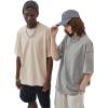 imageAelfric Eden Mens Cotton TShirts Oversized Unisex Short Sleeves Wash Baggy Casual Tees Workout Solid Summer TopsBeige