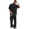 imageAelfric Eden Mens Cotton TShirts Oversized Unisex Short Sleeves Wash Baggy Casual Tees Workout Solid Summer TopsBlack